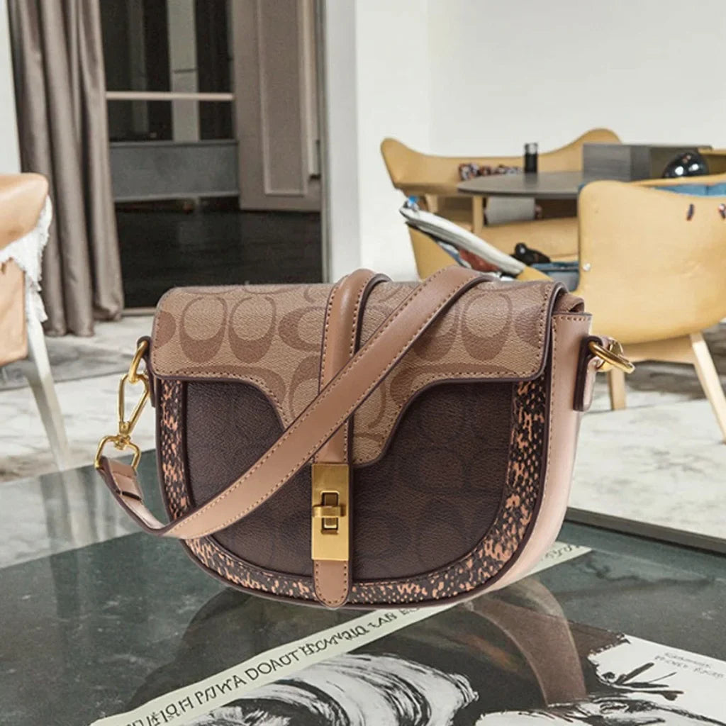Sac Bandoulière Géométrique en Cuir Véritable - Sac à Épaule Imperméable Quotidien