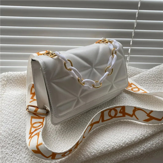 Sac Bandoulière Matelassé en Cuir PU avec Chaîne pour un Style Quotidien