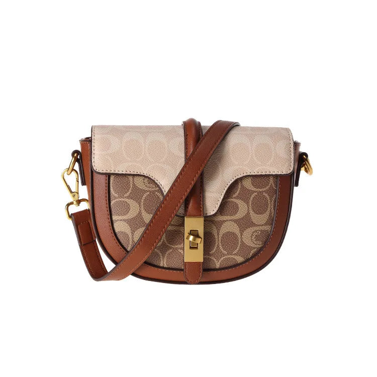 Sac Bandoulière Géométrique en Cuir Véritable - Sac à Épaule Imperméable Quotidien
