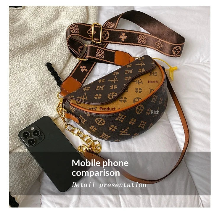 Sac à Bandoulière en Cuir PU à Imprimé Monogramme – Pochette Rétro Style Vintage