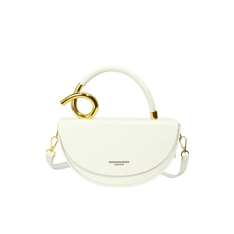 Sac Bandoulière Semi-Circulaire Structuré en Cuir PU Mode Quotidienne