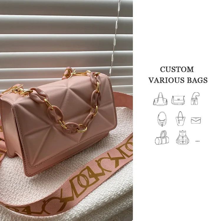 Sac Bandoulière Matelassé en Cuir PU avec Chaîne pour un Style Quotidien