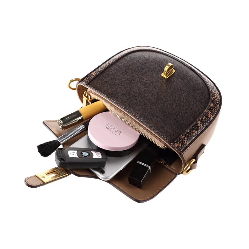 Sac Bandoulière Géométrique en Cuir Véritable - Sac à Épaule Imperméable Quotidien