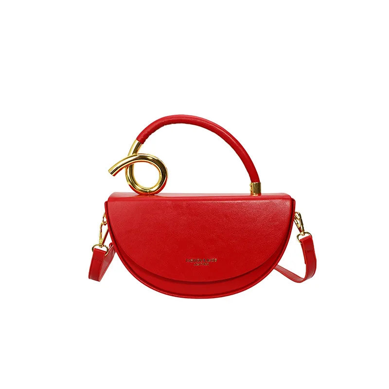 Sac Bandoulière Semi-Circulaire Structuré en Cuir PU Mode Quotidienne