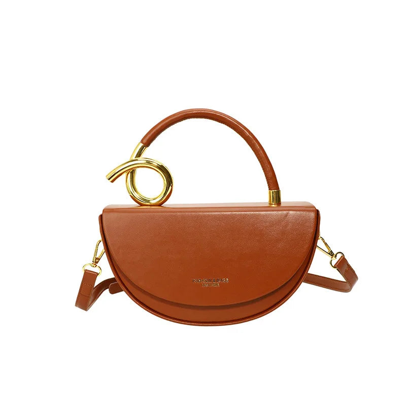 Sac Bandoulière Semi-Circulaire Structuré en Cuir PU Mode Quotidienne