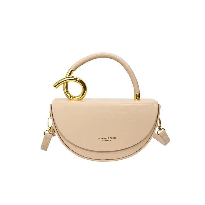 Sac Bandoulière Semi-Circulaire Structuré en Cuir PU Mode Quotidienne