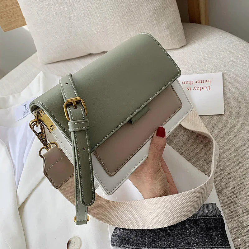 Sac à bandoulière en cuir PU tendance avec chaîne et pochette mode
