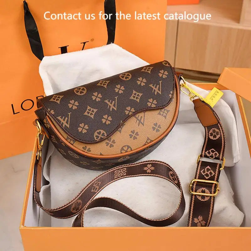 Sac à Bandoulière en Cuir PU à Imprimé Monogramme – Pochette Rétro Style Vintage