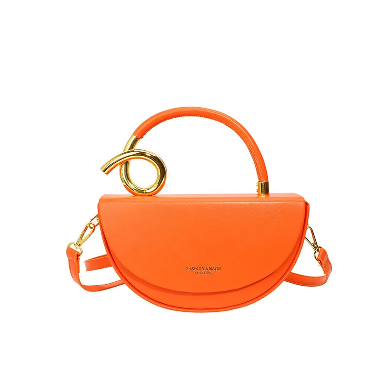 Sac Bandoulière Semi-Circulaire Structuré en Cuir PU Mode Quotidienne