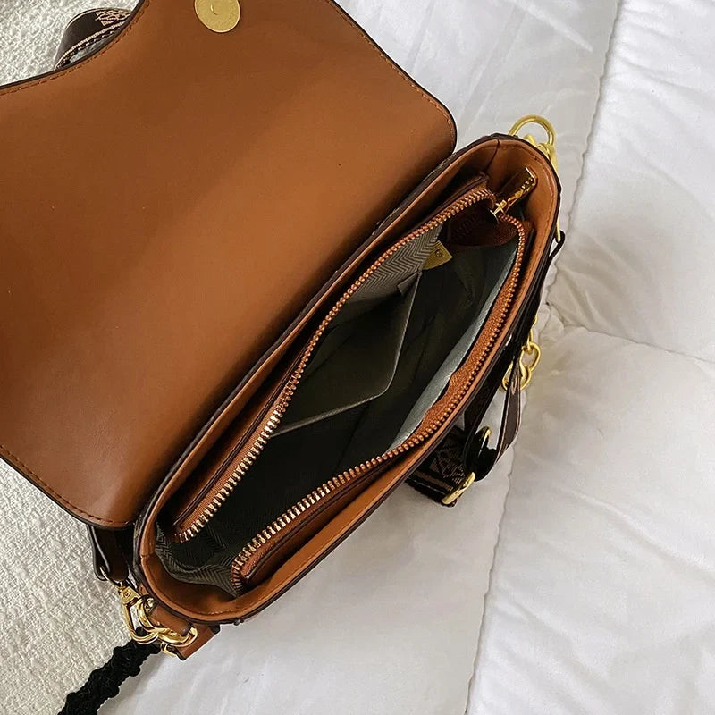 Sac à Bandoulière en Cuir PU à Imprimé Monogramme – Pochette Rétro Style Vintage