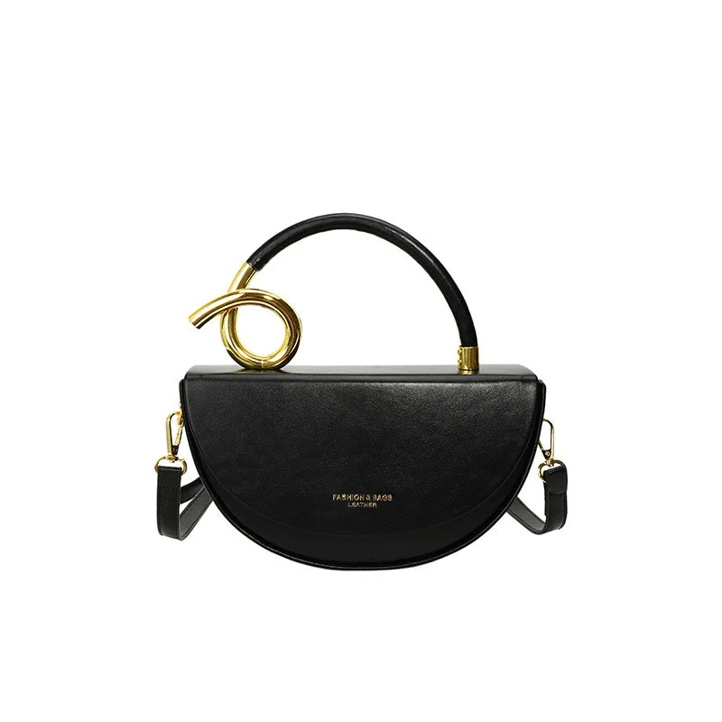 Sac Bandoulière Semi-Circulaire Structuré en Cuir PU Mode Quotidienne