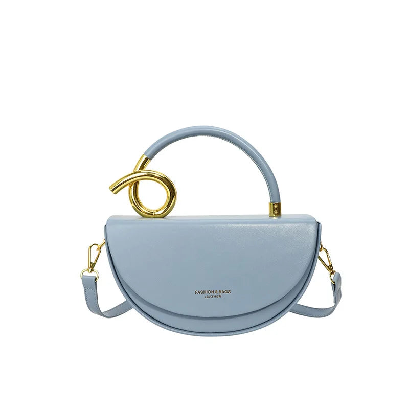 Sac Bandoulière Semi-Circulaire Structuré en Cuir PU Mode Quotidienne