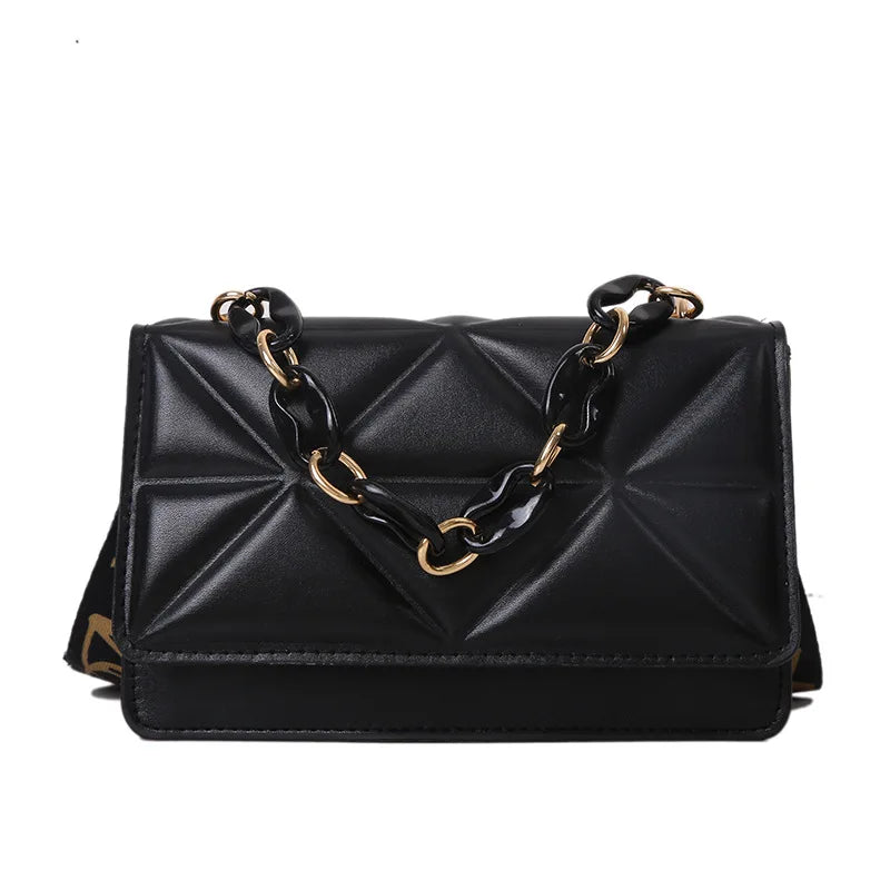 Sac Bandoulière Matelassé en Cuir PU avec Chaîne pour un Style Quotidien