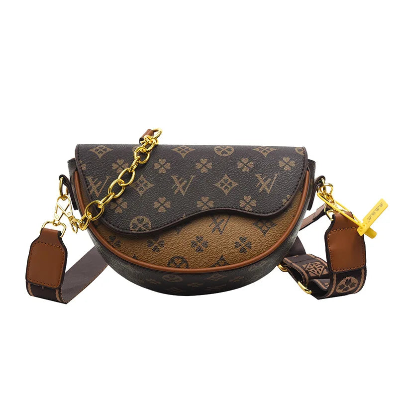 Sac à Bandoulière en Cuir PU à Imprimé Monogramme – Pochette Rétro Style Vintage