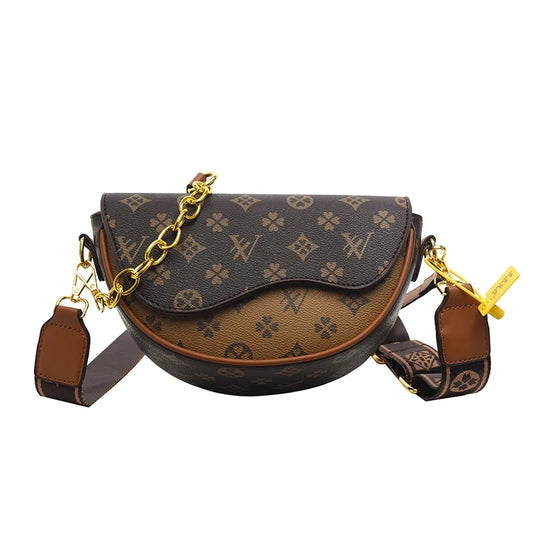 Sac à Bandoulière en Cuir PU à Imprimé Monogramme – Pochette Rétro Style Vintage